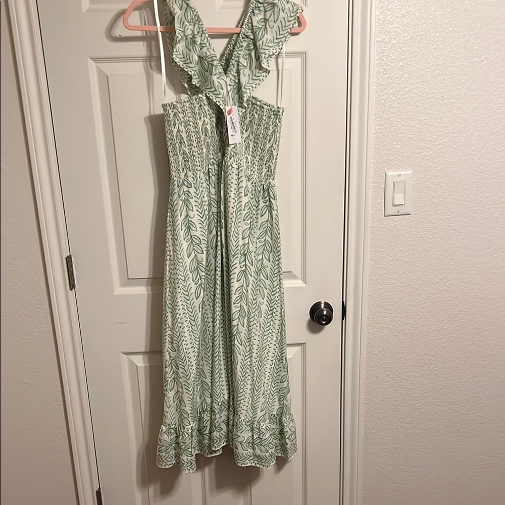 Green Leaf Print Women's Dress